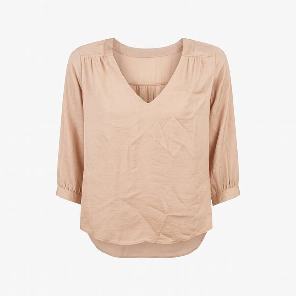 Lipslide Tops - Lipslide Blush Pink V-Neck Top Size S 3/4 Sleeve Blouse